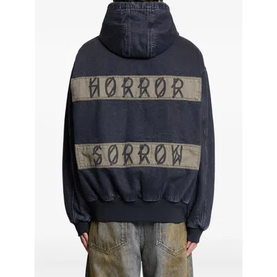 44 Label Group Sorrow Padded Zip-up Denim Jacket In Blue