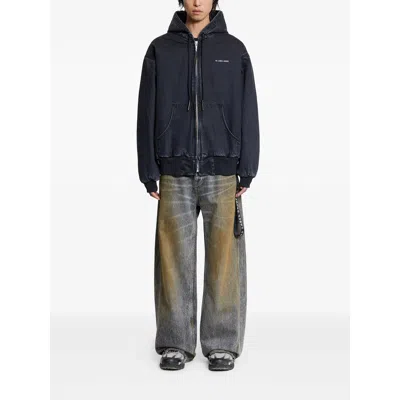 44 Label Group Sorrow Padded Zip-up Denim Jacket In Blue