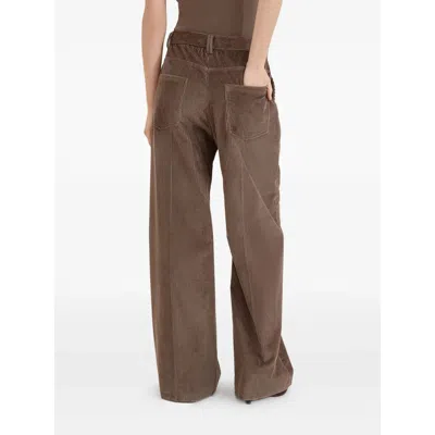 Brunello Cucinelli Women Wide-leg Cotton Trousers In Brown