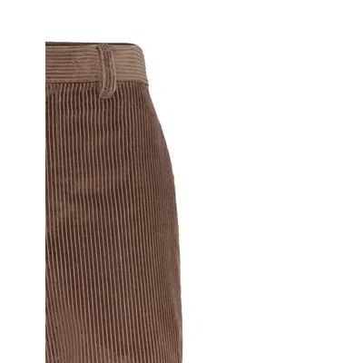 Brunello Cucinelli Women Wide-leg Cotton Trousers In Brown