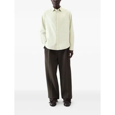 Jacquemus Simon Green Shirt With Logo Lettering On The Front In Cotton Man In Green
