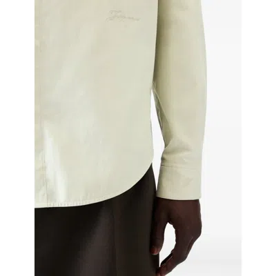 Jacquemus Simon Green Shirt With Logo Lettering On The Front In Cotton Man In Green