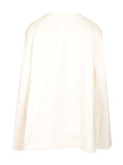Max Mara Cotton Silk Sweatshirt Sweatshirts White In Neutral