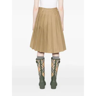7 For All Mankind Pleated Mini Skirt Twill Sand Storm In Brown