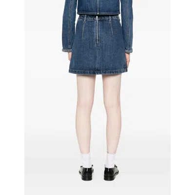 Self-portrait Denim Braided Mini Skirt In Blue
