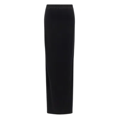 Rick Owens Drkshdw Drawstring Front-split Maxi Skirt In Black