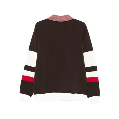Drôle De Monsieur Brown Polo Collar Sweatshirt With Front Lettering Logo In Cotton Man In Brown