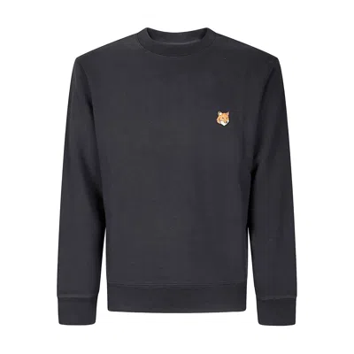 Maison Kitsuné Cotton Sweatshirt Featuring Fox Head Design In Blue