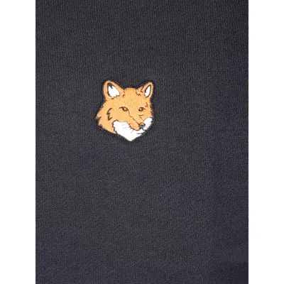 Maison Kitsuné Cotton Sweatshirt Featuring Fox Head Design In Blue