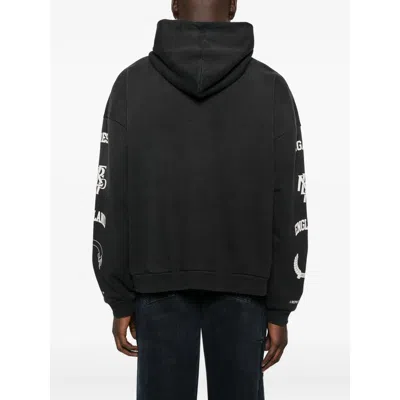 Represent Cotton Hooded Sweatshirt With Distressed Effect In Black