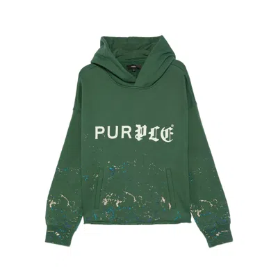 Purple Brand Logo-print Splatter-effect Hoodie In Green