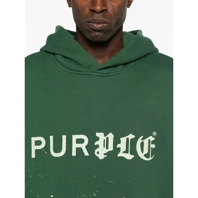 Purple Brand Logo-print Splatter-effect Hoodie In Green
