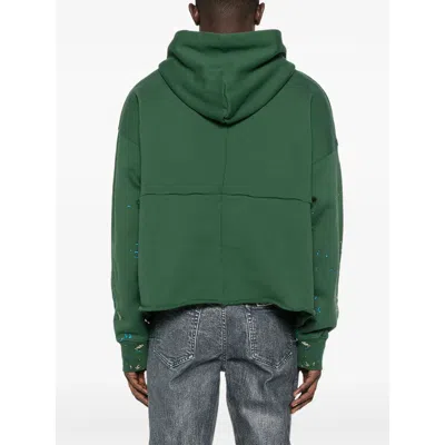 Purple Brand Logo-print Splatter-effect Hoodie In Green