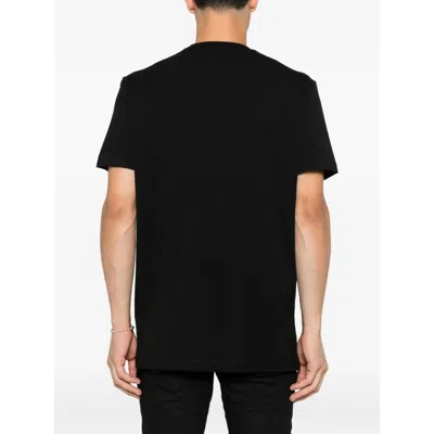 Dsquared2 Short-sleeve Navy Black T-shirt With Embossed Logo In Black