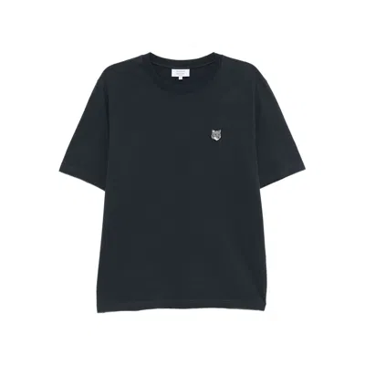 Maison Kitsuné Fox-head Embroidered T-shirt In Black