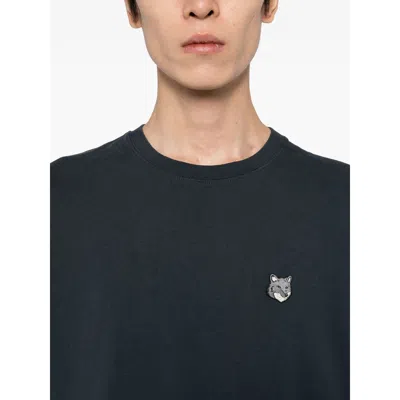 Maison Kitsuné Fox-head Embroidered T-shirt In Black
