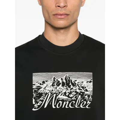 Moncler Graphic Mountain Print Short Sleeve T-shirt In Black