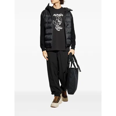 Moncler Cotton T-shirt Featuring Graphic Print In Black