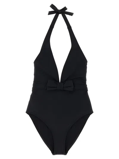 Eres Couture Bow-detailed Halterneck Swimsuit In Black