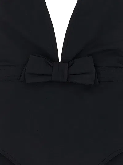 Eres Couture Bow-detailed Halterneck Swimsuit In Black