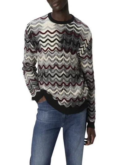 Missoni Crew-neck Sweater With Geometric Zigzag Pattern In Multi