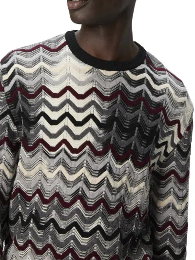 Missoni Crew-neck Sweater With Geometric Zigzag Pattern In Multi
