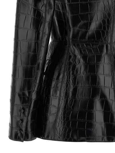 Elisabetta Franchi Crocodile Print Blazer In Black