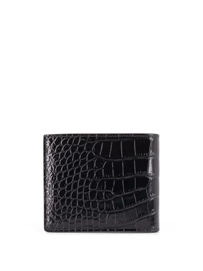 Tom Ford Crocodile-print Leather Wallet In Brown