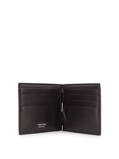 Tom Ford Croc-effect Leather Billfold Wallet In Brown