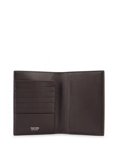 Tom Ford Leather Wallet Featuring Crocodile Texture In Brown