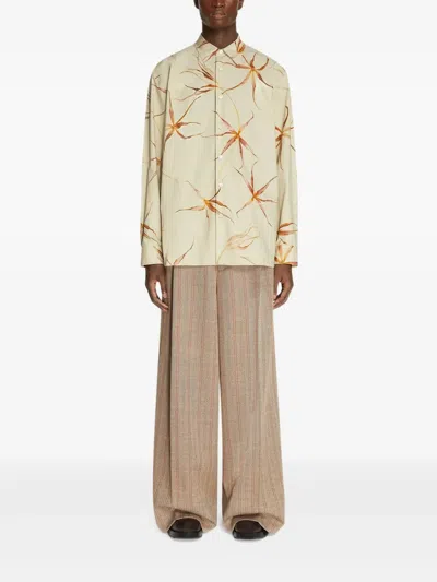 Dries Van Noten Floral Long Sleeve Tulip Print Top In Neutral