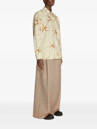Dries Van Noten Floral Long Sleeve Tulip Print Top In Neutral