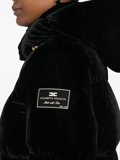 Elisabetta Franchi Cropped Down Jacket In Black