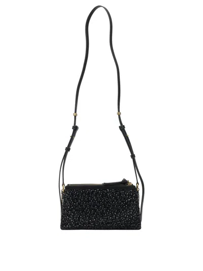 Pinko Mini Double Bag Shoulder Bag With Full Rhinestones