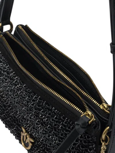 Pinko Mini Double Bag Shoulder Bag With Full Rhinestones