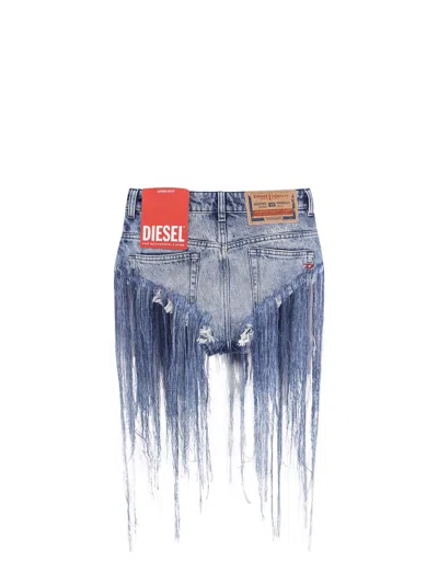 Diesel De Jizz Fsg Denim Shorts Destroyed Effect In Blue