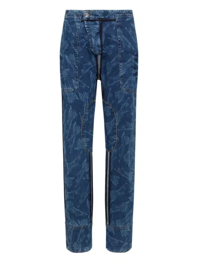 Dsquared2 Vaquera X D2 Statue Of Liberty Cargo Laser Wash Pant In Blue