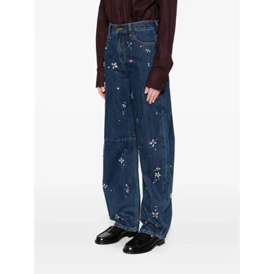 Self-portrait Denim Wide-leg Jeans In Blue