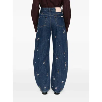 Self-portrait Denim Wide-leg Jeans In Blue