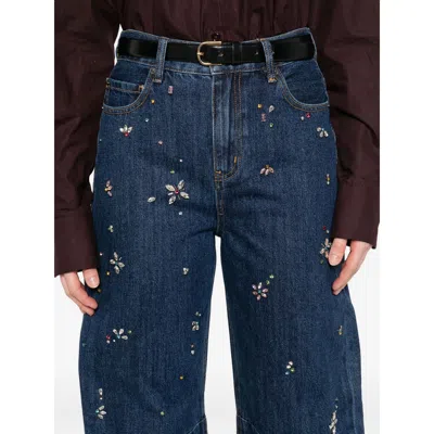 Self-portrait Denim Wide-leg Jeans In Blue