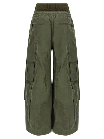 Dolce & Gabbana Green Cargo Pants With Elasticated Double Waist In Cotton Blend Woman In Green