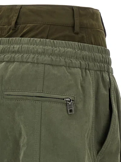 Dolce & Gabbana Green Cargo Pants With Elasticated Double Waist In Cotton Blend Woman In Green