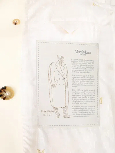 Max Mara Double-breasted Coat With Belt Coats White In Yellow