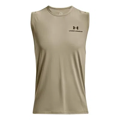 Under Armour Rush Energy Logo Tank 'khaki' In Brown