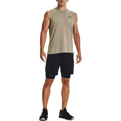 Under Armour Rush Energy Logo Tank 'khaki' In Brown