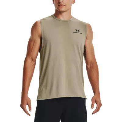 Under Armour Rush Energy Logo Tank 'khaki' In Brown