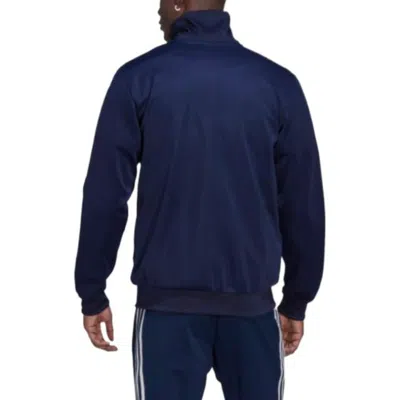Adidas Originals Men's  Retro Sports Stripe Logo Zipper Stand Collar Jacket Navy Blue