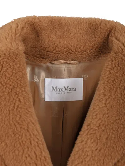 Max Mara Dramma Short Teddy Camel Silk Coats Beige In Brown
