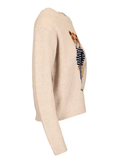 Maison Kitsuné Dressed Fox Intarsia Wool Jumper Knitwear White In Multi