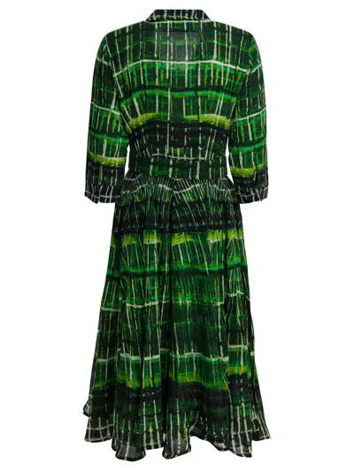 Samantha Sung Green Tie-dye Wool Dress In Green